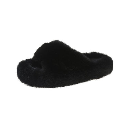 Winter Warm Fashion Slipper Women Modern Slides Outside Design Fluffy Slippers Indoor Soft Plush Shoes Women Warm Slippers