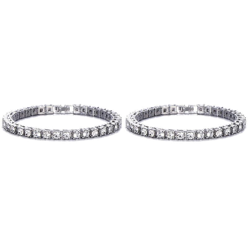 Hip hop 1row 2pcs vendendo bling cz iced out strass pulseira de zircônia cúbica pulseiras de cadeia de tênis para mulheres homens jóias