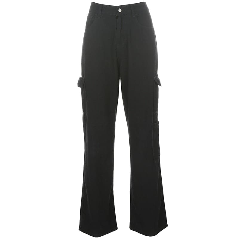 Y2K Black Denim Pocket High Waisted Jeans