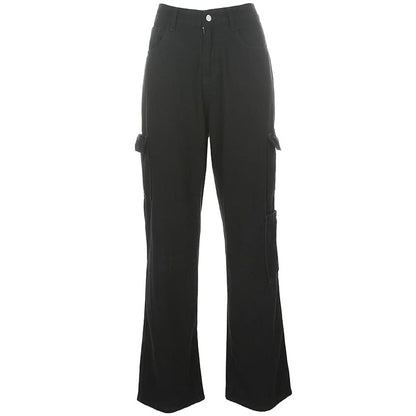 Y2K Black Denim Pocket High Waisted Jeans