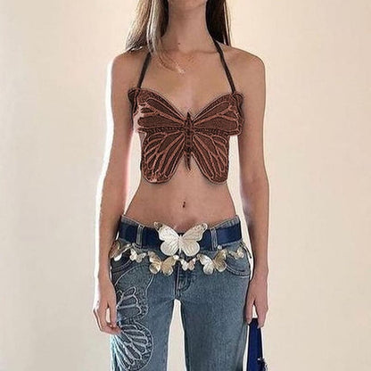 Iconic Y2K Butterfly Shaped Denim Top
