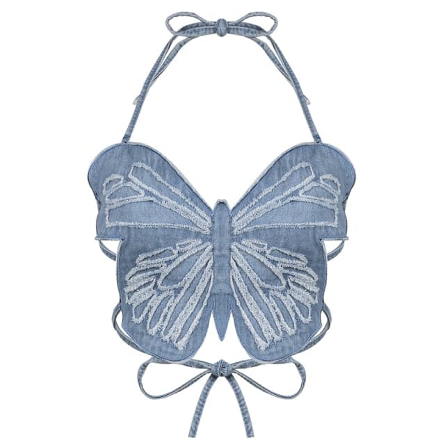 Iconic Y2K Butterfly Shaped Denim Top