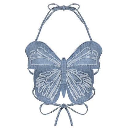 Iconic Y2K Butterfly Shaped Denim Top